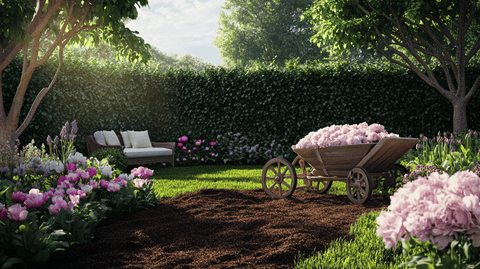 Spring garden mulching - Bird of Paradise