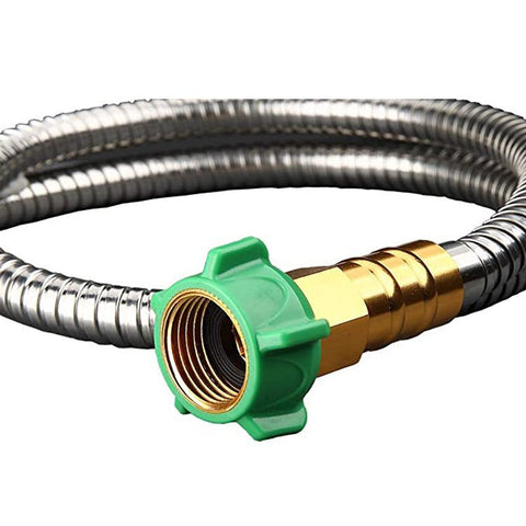 Stainless Steel Garden Hose with Premium Brass Nozzle - PlantologyUSA - As shown